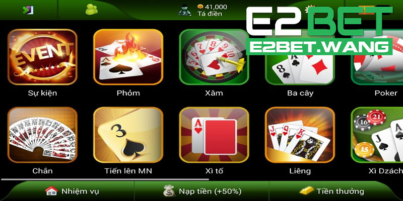 Sự Đa Dạng Trong Kho Game Bài online E2bet